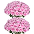 thumbnail image 1 of 50 Rosas de Seda Artificial Jefuzh en Rosa con Tallo, 1 of 7