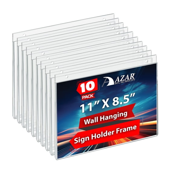 Clear Acrylic Wall Hanging Frame 11" Wide x 8.5'' High- Horizontal/Landscape, 10-Pack