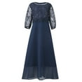 thumbnail image 5 of Ashirexll Evening Dresses for Women, Plus Size Floral Lace Long Sleeve Spliced Embroidered Party Dress for Women Dark Blue 5XL, 5 of 5