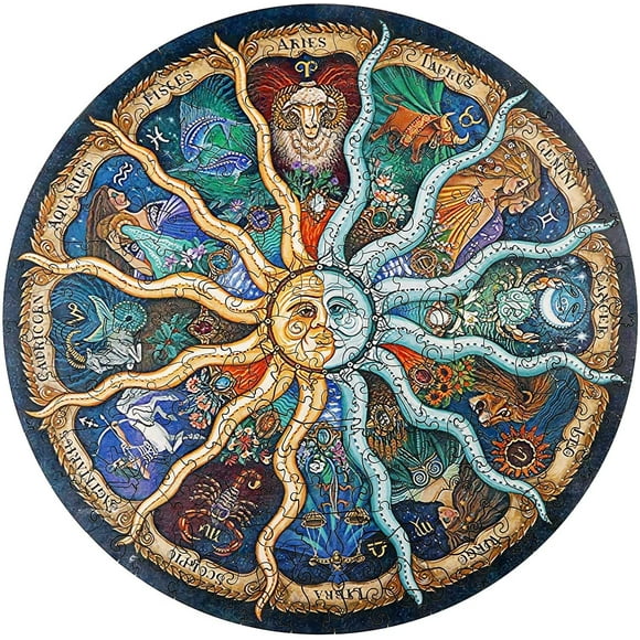 Hweilai Wooden Puzzles Twelve Constellations, Jigsaw Puzzles for Adults, Adult Wooden Animal Puzzle, Impossible Puzzle, Wooden Animal Puzzle with Wooden Gift Box