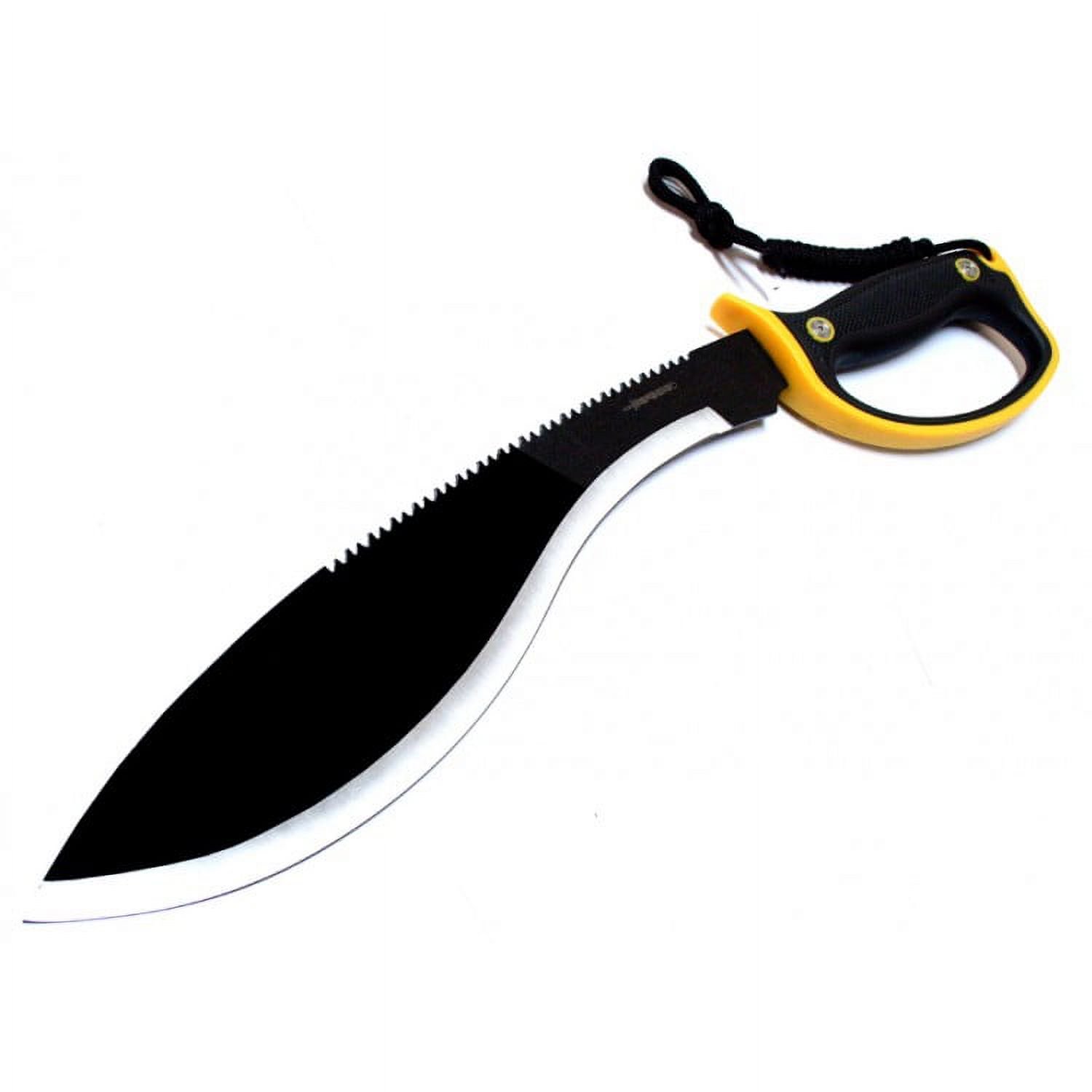 Defender 20 Black & Silver Hunting Machete With A Black Yellow Handle & Sheath