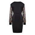 thumbnail image 5 of Mikilon Women V-neck Splicing Sequins Slimming Long Sleeve Buttocks Slit Party Dress, 5 of 5