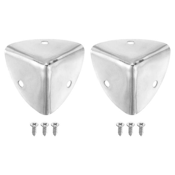 2 Pcs Furniture Corner Edges Protector, 40mm Metal Edge Guard with Screws, Silver