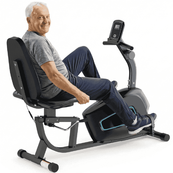 Naipo Recumbent Exercise Bike 8Level Adjustable Resistance Stationary Indoor Cycling Bike with Heart Rate and LCD Monitor for Home Gym Workout 300lbs