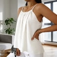 thumbnail image 6 of Miluxas Women's Solid Spaghetti Strap Cami Top Textured Ruched Casual Loose Fit Sleeveless Tank Tops White, 6 of 8