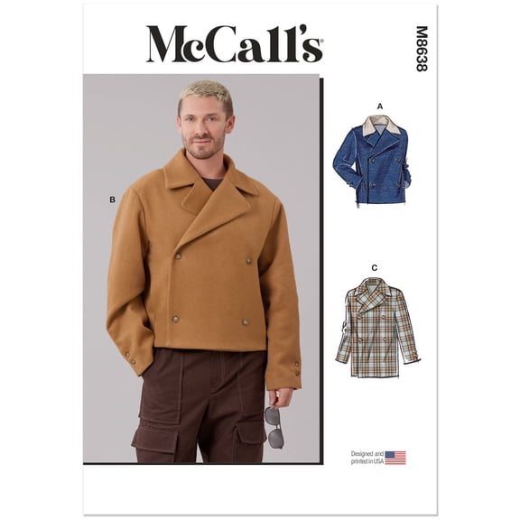 McCall's Sewing Pattern 8638 - Men's Double Breasted Jacket in Two Lengths, Size: A (34-56)