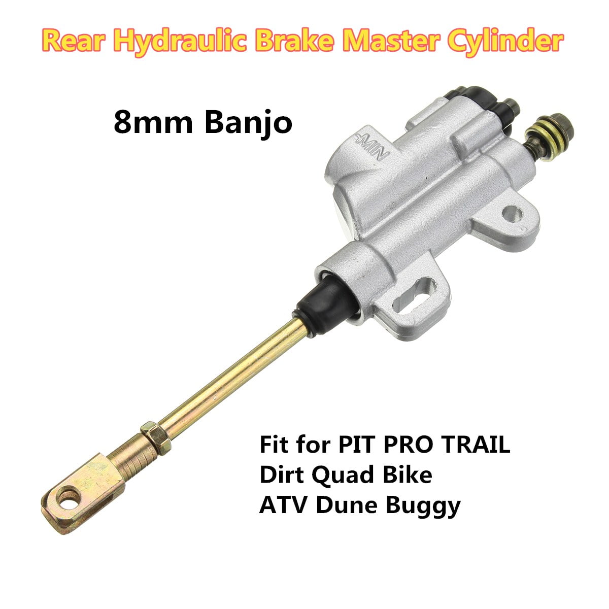 JenNiFer 8mm Banjo Bolt Silver Rear Hydraulic Brake Master Cylinder Fit PIT Dirt Bike ATV 