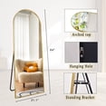 BEAUTYPEAK Bedroom Size Full Length Arched Floor Mirror 64"x21.1", Rounded Wall Large Body ...
