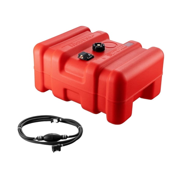 12 Gallon Portable Fuel Tank, 55L Marine Gas Tank with Hose for Outboard Motors, Fishing Boats, Yacht, Red
