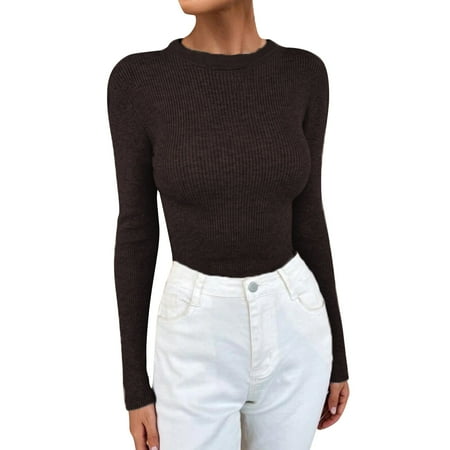 

ASEIDFNSA Long Sleeve Scrub Tops Women Snow Long Sleeve Shirts Women Womens Round Neck Long Sleeve Sweater Knit Top