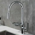 thumbnail image 2 of Gray kitchen faucet with hot and cold pullout, black swivel sink faucet, galvanized pullout faucet, 2 of 5