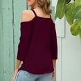 thumbnail image 4 of LYXSSBYX 3/4 Length Sleeve Womens Tops Women Solid 3/4 Sleeve V-Neck Pullover Strapless Tops Shirts Blouse, 4 of 7
