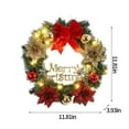 thumbnail image 3 of Hvmvliv 11.81in Lighted Christmas Wreath for Front Door Xmas Wreath with Bow for Outdoor Christmas Door Decoration Gold, 3 of 8