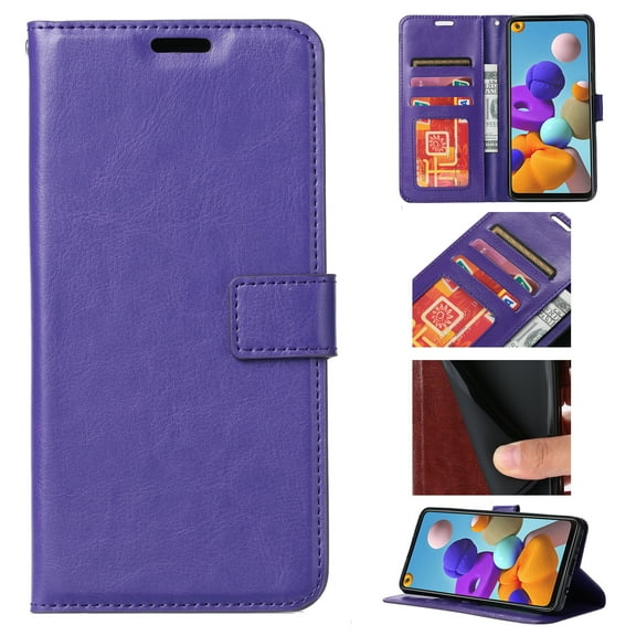 Allytech Samsung Galaxy S21 Ultra Case, Premium PU Leather Slim Folio Kickstand Shockproof Impact Resistant Credit Cards Holders Wallet Case Cover for Samsung Galaxy S21 Ultra 6.8-Inch, Purple