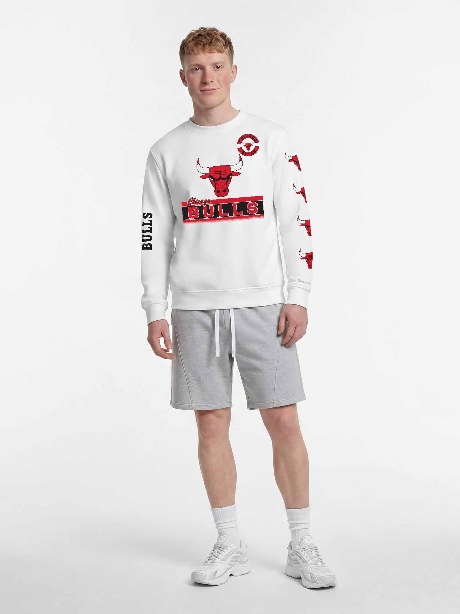 Chicago Bulls Reebok Mens White Crew Sweatshirt