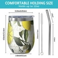 thumbnail image 5 of 12oz Stemless Wine Tumblers Yellow Lemon Fruit Berries Beige Pattern Vacuum Insulated Stainless Steel Travel Tumbler Cups Mug with Lid and Straw for Champaign,Cocktail,Beer with Cleaning Brush, 5 of 5