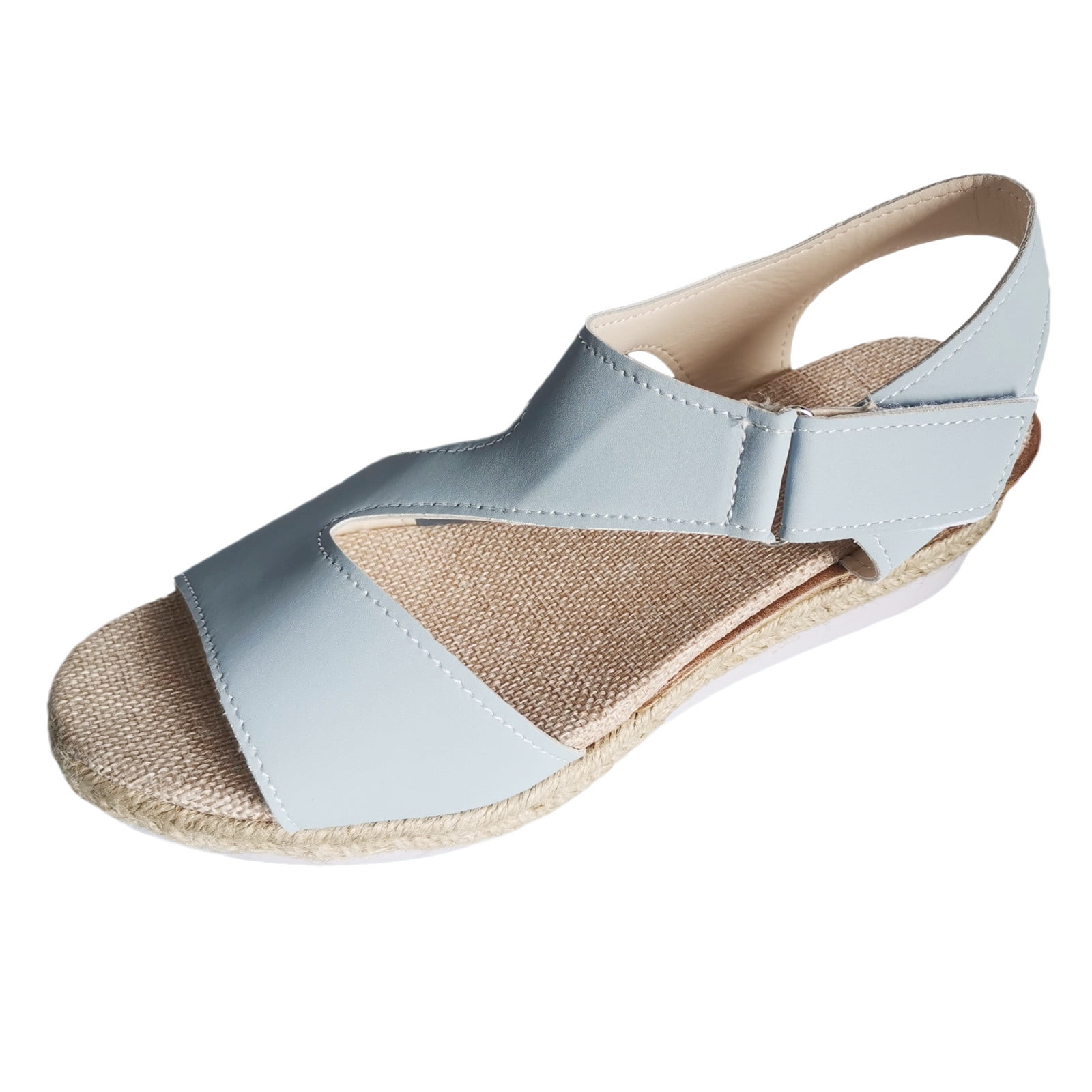 asddcavvf Ladies Summer Solid Colour Leather Woven Thick Bottom