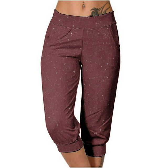 tarylea Womens Capri Pants Stretchy Drawstring Low Rise Jogger Pants Soft Comfy Lounge Cropped Yoga Pants with Pockets
