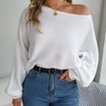 thumbnail image 7 of Lovskoo 2024 Sweaters for Women Long Sleeve Casual Solid Color Dolman Sleeve Loose Top Sweater White, 7 of 7