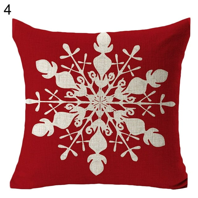 Merry Christmas Snowflake Tree Print Throw Pillow Cover Case Sofa Bed Car Decor