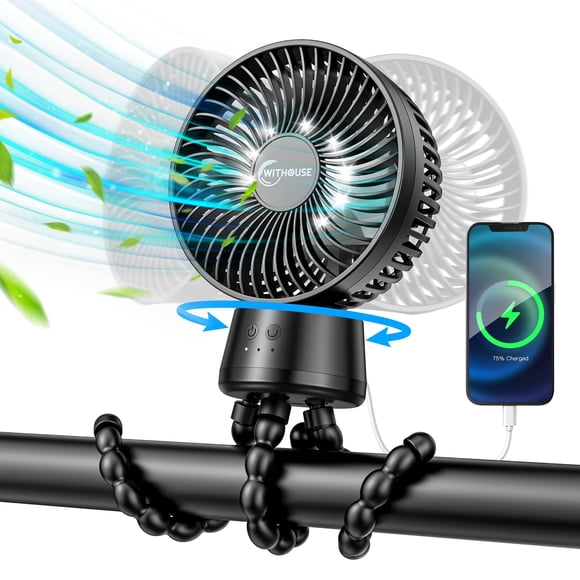 Ventilador para cochecito WITHOUSE F2, 20000 mAh, recargable con batería externa