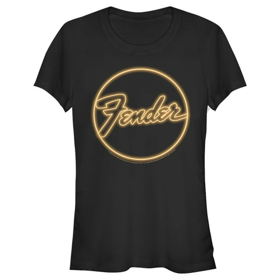 Junior's Fender Neon Logo  Graphic Tee Black X Large