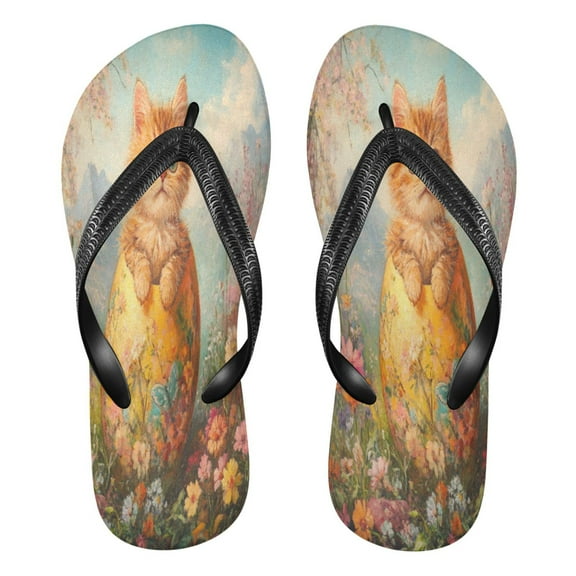 YAZAOOSummer Flip Flops Creatively Whiskered Wonder in Bloom Simple Beach Sandals
