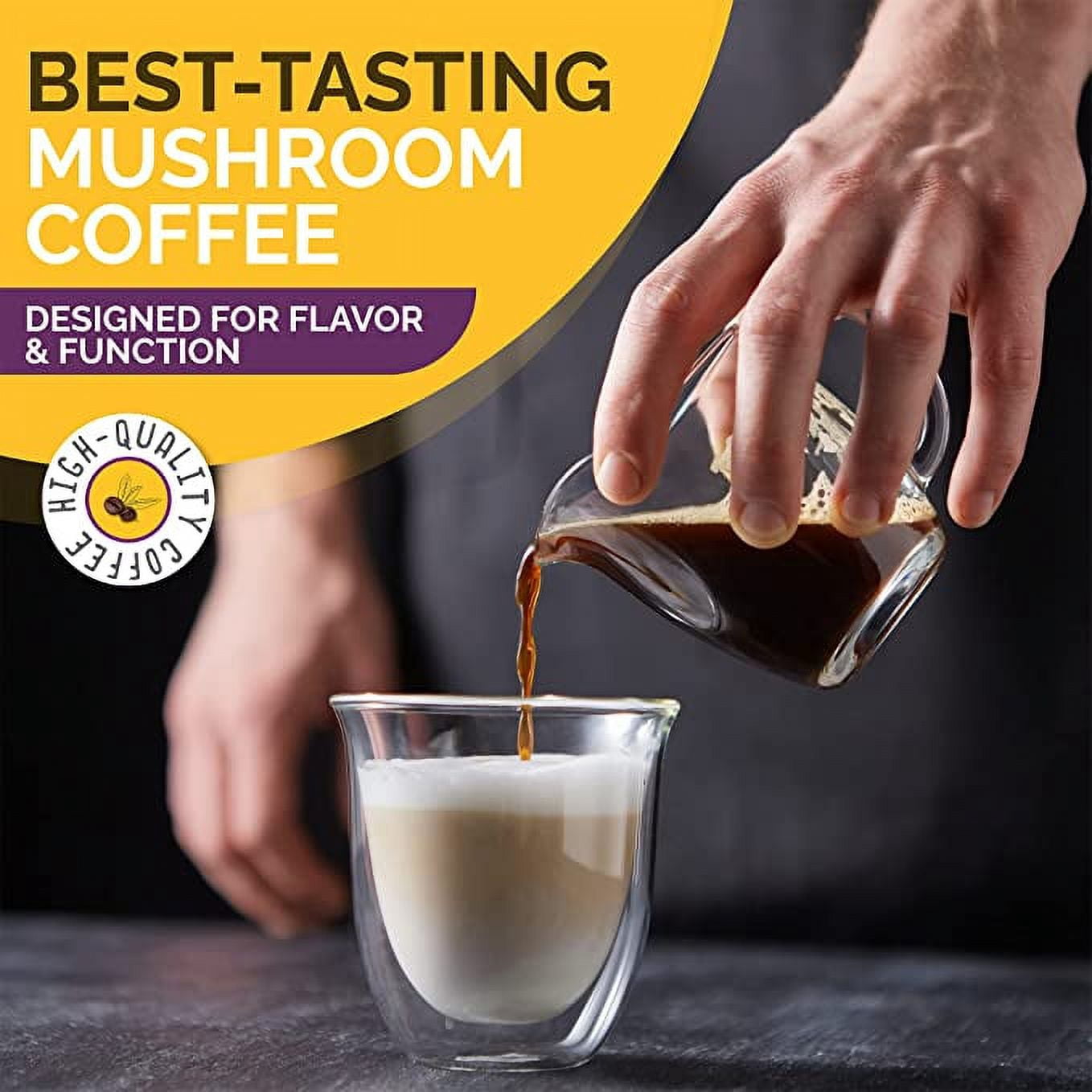 Grateful Earth Mushroom Coffee, Instant Espresso Dark Roast with Lion’s Mane & Chaga, 40 Packets