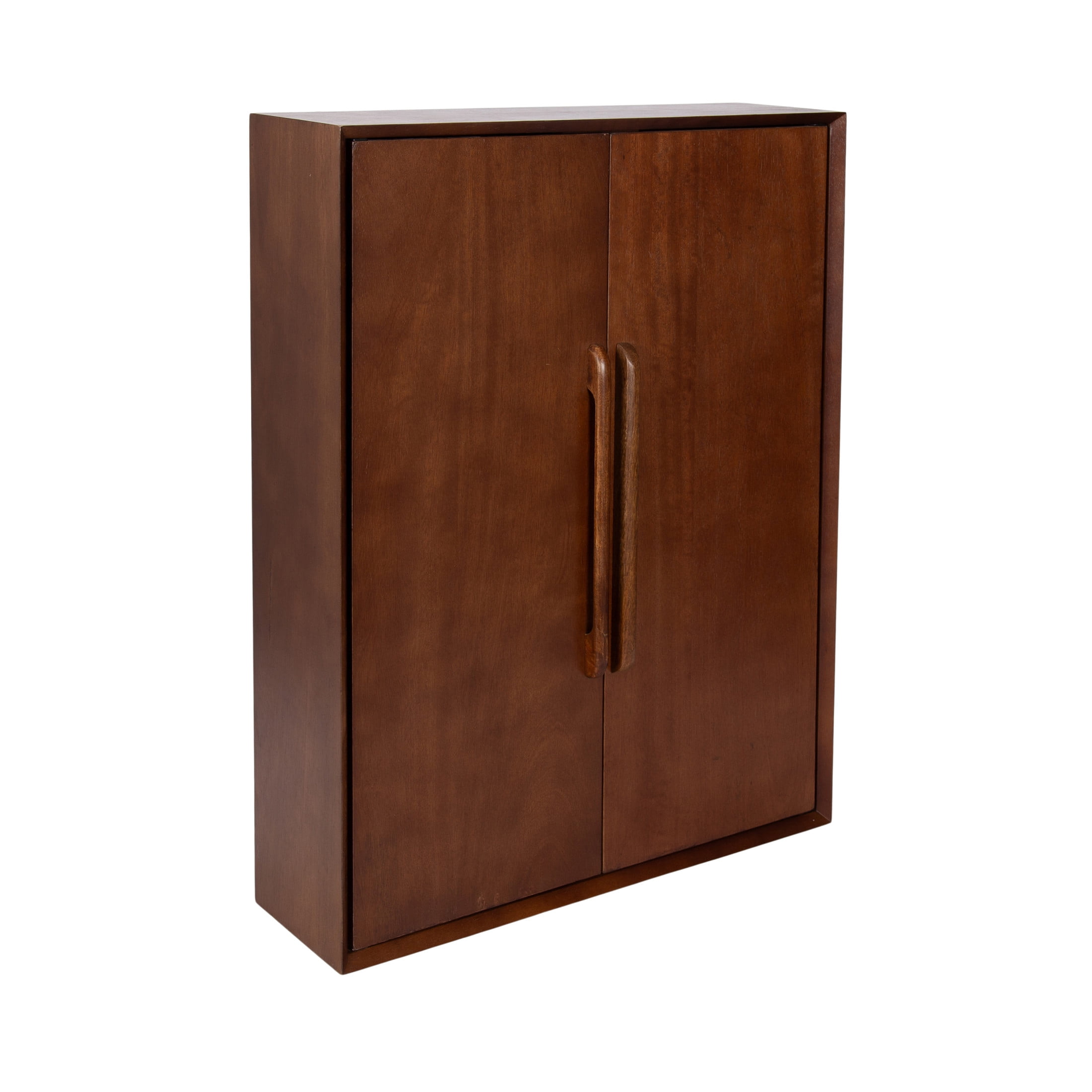 Kate and Laurel McCutcheon Modern Two-Door Floating Bathroom Cabinet, 22 x 7 x 28, Walnut Brown, Decorative Mango Wood Over the Toilet Storage Cabinet for Living Room or Entryway Decor
