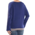 thumbnail image 3 of Alfani Womens Striped Bell Sleeve Pullover Sweater, Blue, Large, 3 of 3