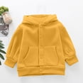 thumbnail image 6 of Girls Button Down Hooded Jacket, Long Sleeve Oversized Hoodie Coat with Pocket, Solid Color Soft Warm Outerwear Yellow 2-3 Years, 6 of 9