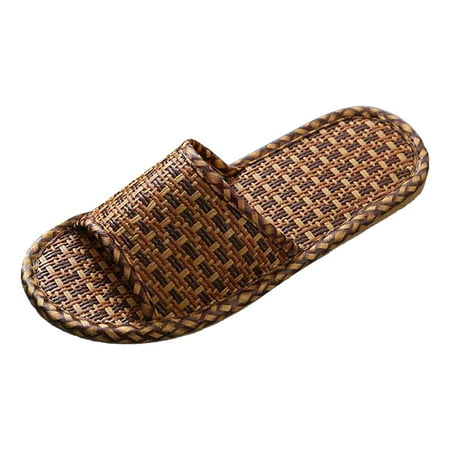 

Mzoazpie Spring and Summer Slippers Womens Outdoor Slippers Female Rattan Grass Woven Mop Slippers for Women Household indoor Couples Soft Womens Furry Slippers Sole Silent Floor Linen Slippers