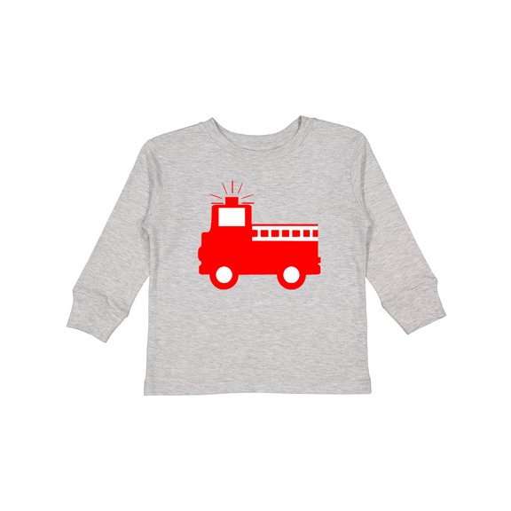 Inktastic Cute Red Firetruck Boys or Girls Long Sleeve Toddler T-Shirt