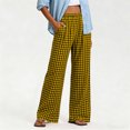 thumbnail image 6 of Women's Soft Polycotton Wide Leg Pants, Elastic Waist Pull On With Tummy Control, Stretchy Full Length Pants For Casual Work, Travel, And Everyday | TruHer,Yellow L, 6 of 8