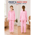 thumbnail image 4 of Beezizac Girls Pajama Pink Bow & Heart Cozy Satin Silky 2-Piece Long Sleeves Winter PJS Kid Jammies Size 14, 4 of 6