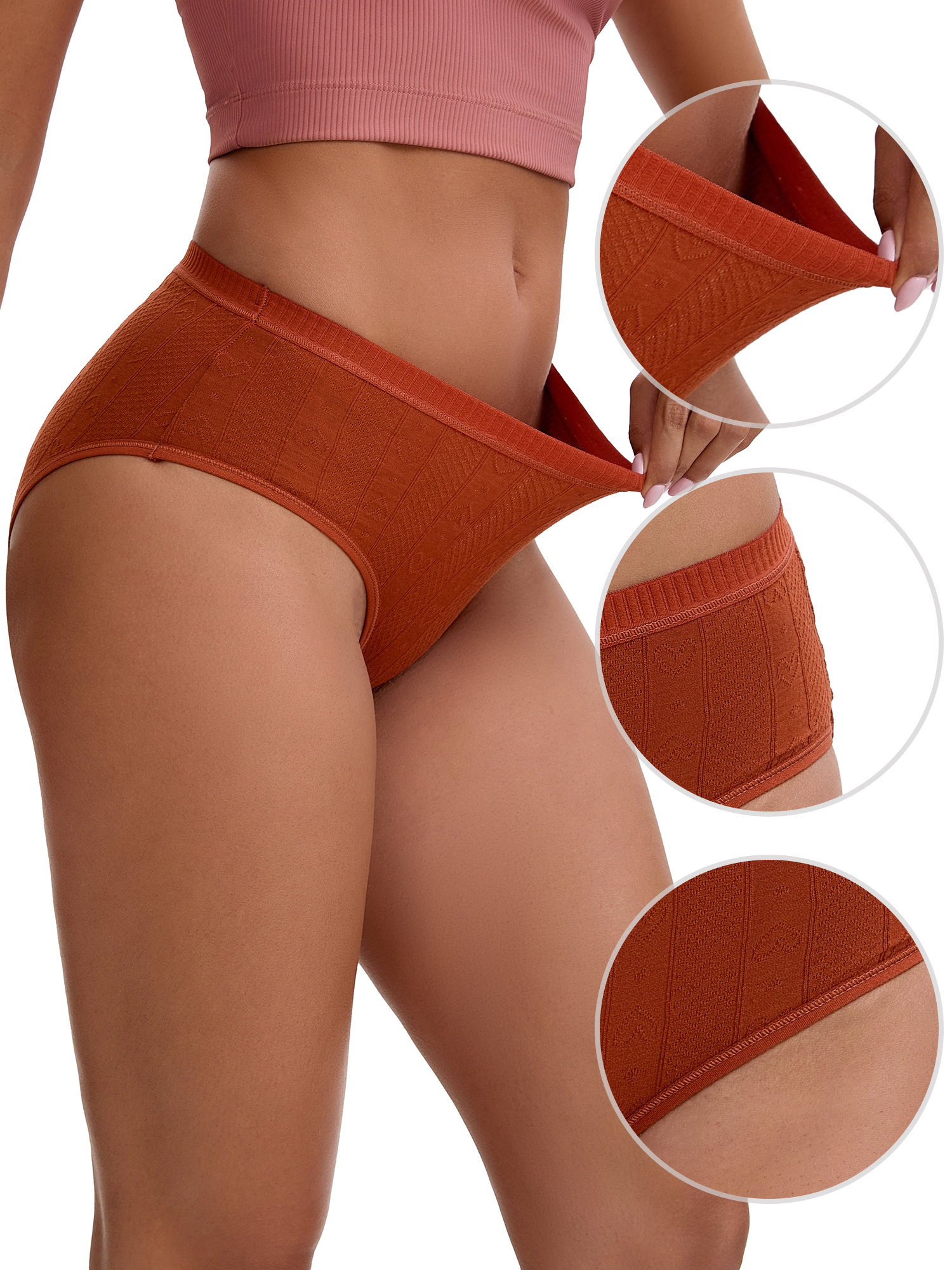 Unique Bargains Women's High Waist Tummy Control Briefs Underwear L Brown