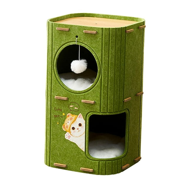 con forma de cubo para gatos, cueva para gatos, resistente y bonita, para esconderse en el interior, suministros para mascotas, gatitos 2 niveles