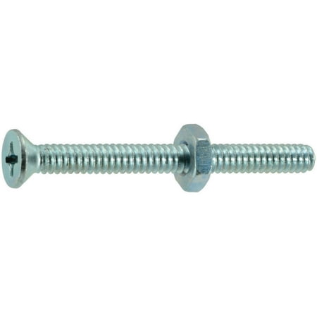 

#10-24 x 2 Zinc Plated Steel Coarse Thread Phillips Flat Head Machine Screws
