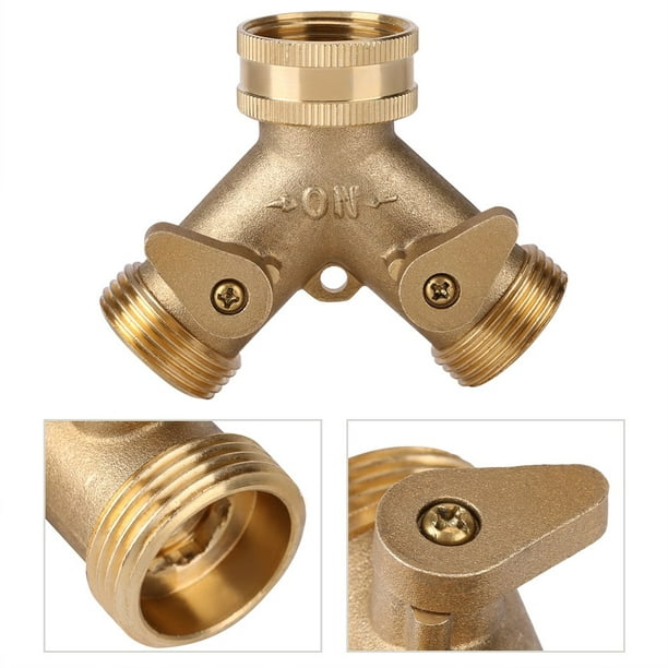 Rdeghly 3/4 Inch Brass 2 Way Valve Splitter Hose Pipe Tap Connectors for  Garden Irrigation, Hose Pipe Splitter, 2 Way Valve Splitter 