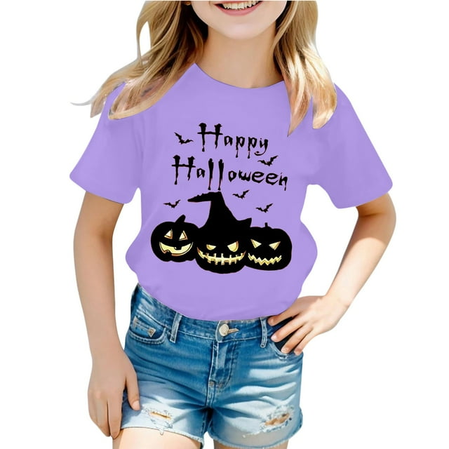 T-shirt Décontracté à Manches Courtes et Col Rond pour Enfants avec Lettres