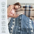 thumbnail image 2 of Tirrinia Snowflake Sherpa Throw Blanket 50"" x 60"", Super Soft Fluffy Sherpa Throw TV Blanket Decorative Blanket for Bed Couch Holidays | Catalonia series | Blue, 2 of 7