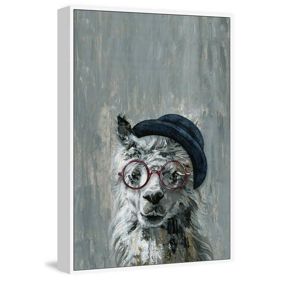 Mad Hatter Llama Floater Framed Painting Print on Canvas