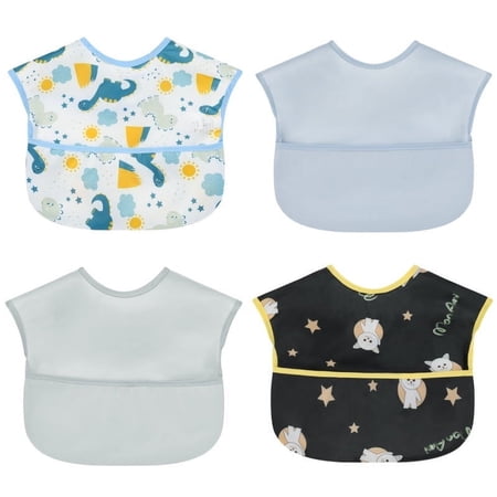 Baby bibs Waterproof Toddler bib - Feeding bib with Pocket for Infant Boy Girl Washable 6-36M