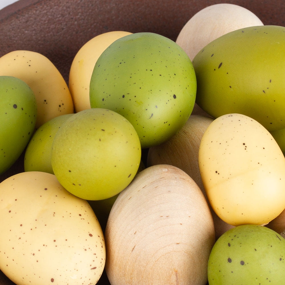 17 Assorted Easter Egg Display Set: Speckled and Wood Eggs - Ideal for Easter Decor, Baby Showers, and Spring Displays