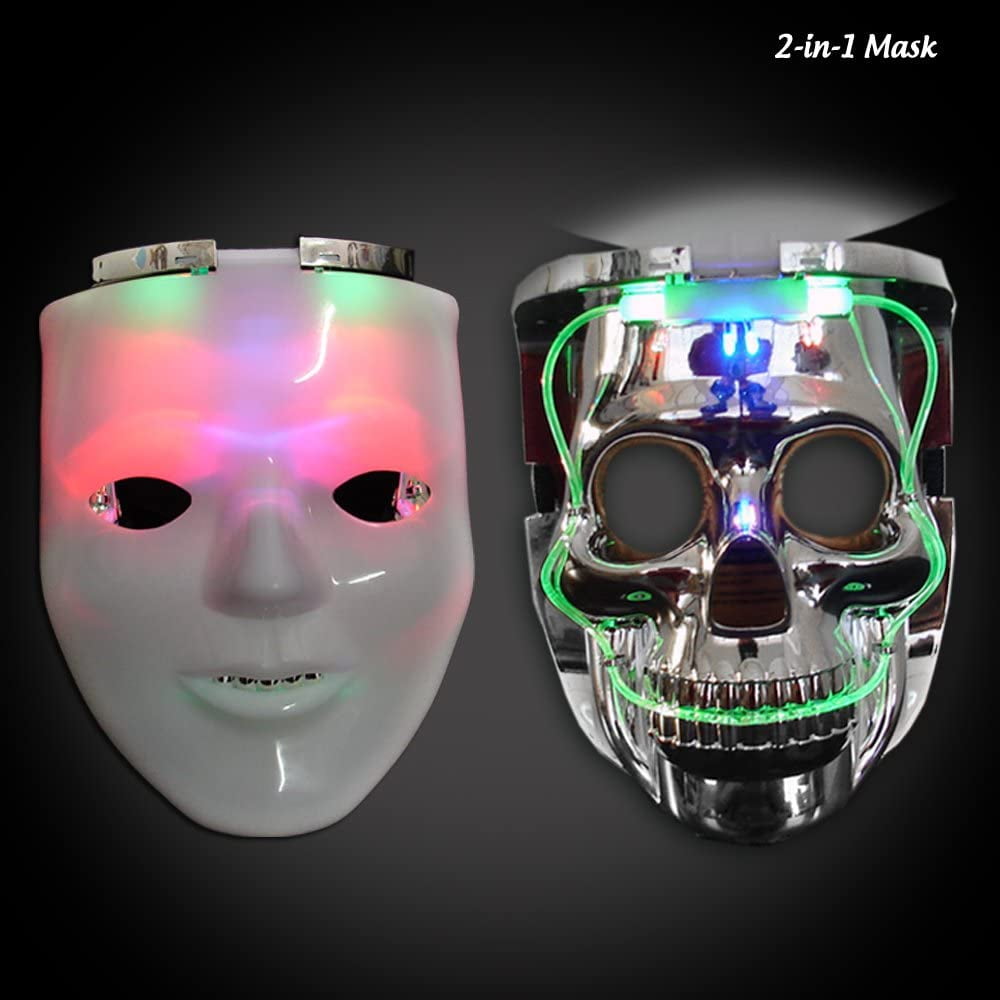 LED LightUp Blank Man/Skull MaskUnique 2 in 1 rave mask