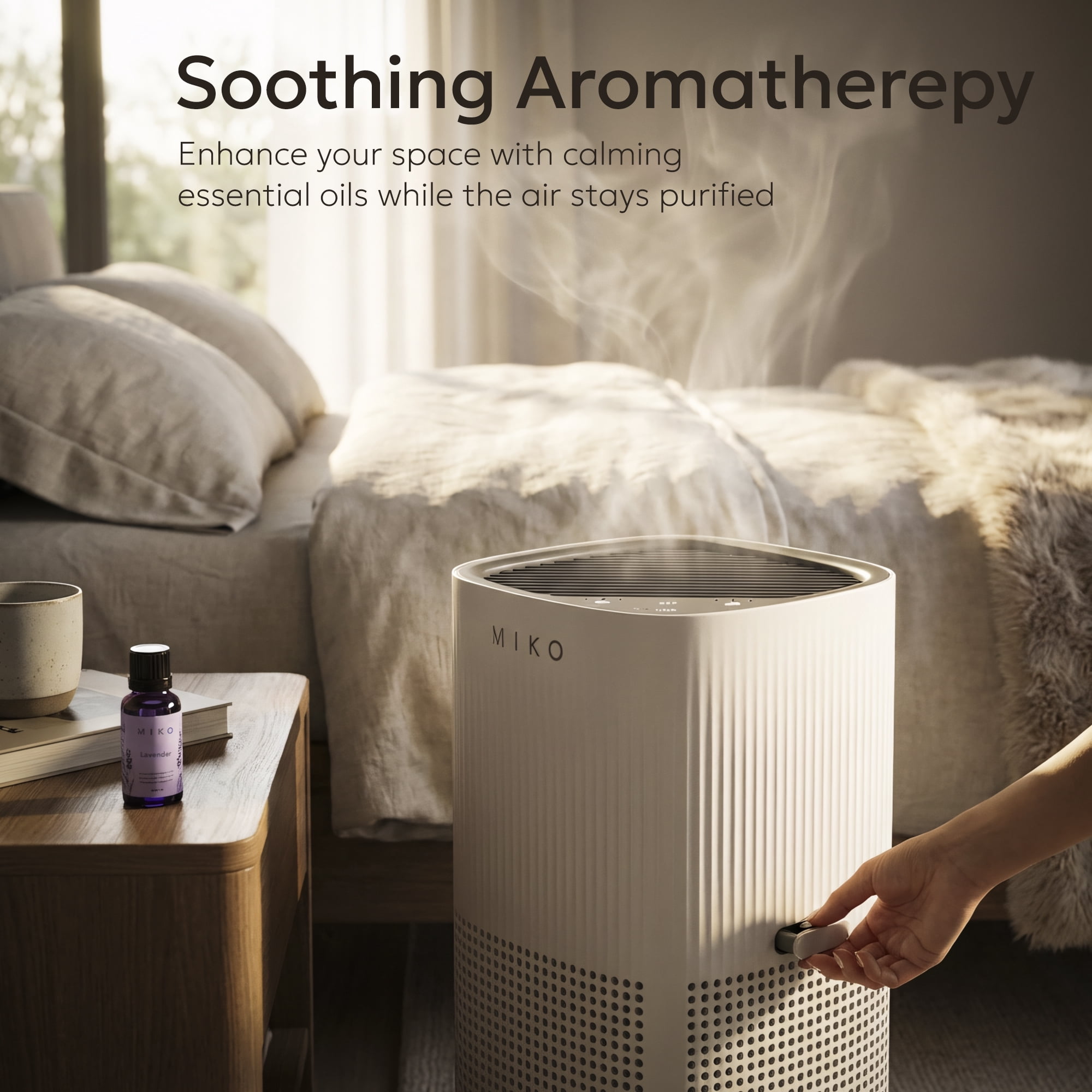 Miko Essence A-200 Air Purifier with True HEPA Filter, Aromatherapy, Quiet Sleep Mode, 600 Sq Ft Coverage