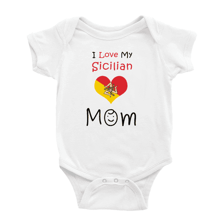 

I Love My Sicilian Mom Cute Baby Bodysuits Newborn Clothes (White 18-24 Months)