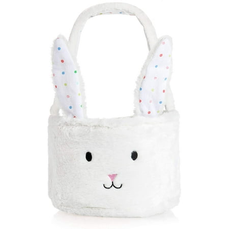 Plush Bunny Basket - Cute Fluffy Bunny Baskets with Foldable Ears ...