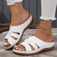 thumbnail image 3 of Modstep Orthopedic Wedge Sandals for Women Hollow Out Low Heel Non Slip Slide Shoes Wide Width Beach Slippers with Arch Support White 6.5, 3 of 7