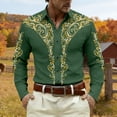 thumbnail image 2 of CONZONE Mens Western Cowboy Buttons Down Shirts Long Sleeve Shirts for Men Trendy Graphic Lapel Soft Lightweight Tops, 2 of 4